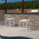 PURPLE LEAF Patio Bar Stool Rattan Bar Height Chair Counter Stool with Backrest and Cushion