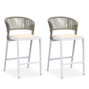 PURPLE LEAF Patio Bar Stool Rattan Bar Height Chair Counter Stool with Backrest and Cushion