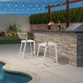 PURPLE LEAF Patio Bar Stool Rattan Bar Height Chair Counter Stool with Backrest and Cushion