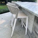 PURPLE LEAF Patio Bar Stool Rattan Bar Height Chair Counter Stool with Backrest and Cushion