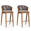 PURPLE LEAF Patio Bar Stool Rattan Bar Height Chair Counter Stool with Backrest and Cushion