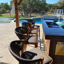 PURPLE LEAF Patio Bar Stool Rattan Bar Height Chair Counter Stool with Backrest and Cushion