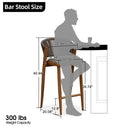 PURPLE LEAF Patio Bar Stool Rattan Bar Height Chair Counter Stool with Backrest and Cushion