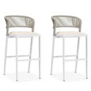 PURPLE LEAF Patio Bar Stool Rattan Bar Height Chair Counter Stool with Backrest and Cushion