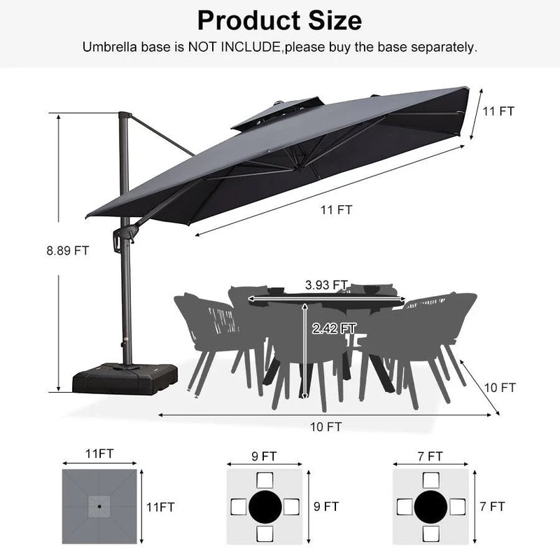 PURPLE LEAF Double Top Square Outdoor Standing Umbrella