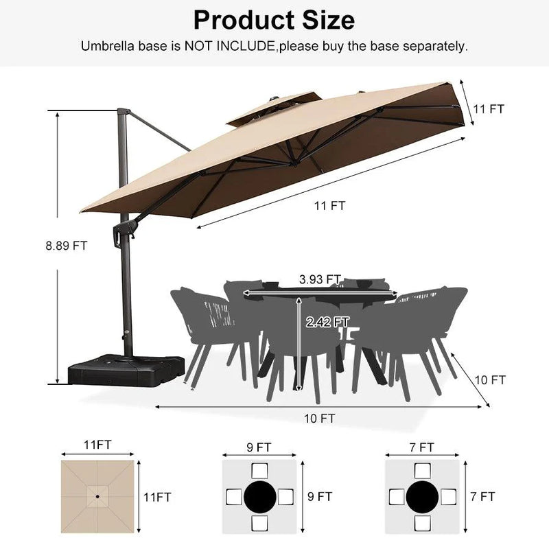 PURPLE LEAF Double Top Square Outdoor Standing Umbrella