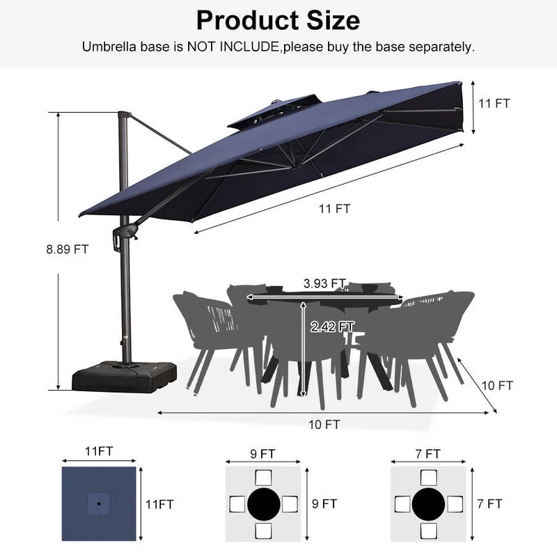 PURPLE LEAF Double Top Square Outdoor Standing Umbrella