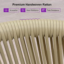 PURPLE LEAF Patio Bar Stools Set of 2 Outdoor Wicker Modern High Bar Chairs Metal Cushioned Barstools with Backs and Ergonomic Armrest