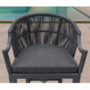 PURPLE LEAF Patio Bar Stools Set of 2 Outdoor Wicker Modern High Bar Chairs Metal Cushioned Barstools with Backs and Ergonomic Armrest