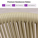 PURPLE LEAF Patio Bar Stools Set of 2 Outdoor Wicker Modern High Bar Chairs Metal Cushioned Barstools with Backs and Ergonomic Armrest