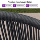 PURPLE LEAF Patio Bar Stools Set of 2 Outdoor Wicker Modern High Bar Chairs Metal Cushioned Barstools with Backs and Ergonomic Armrest
