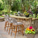 PURPLE LEAF Outdoor Bar Stools Set of 2, Wicker Rattan Bar Stools with Back Aluminum Outside Garden Patio Bar Chairs