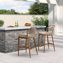 PURPLE LEAF Outdoor Bar Stools Set of 2, Wicker Rattan Bar Stools with Back Aluminum Outside Garden Patio Bar Chairs
