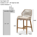 PURPLE LEAF Outdoor Bar Stools Set of 2, Wicker Rattan Bar Stools with Back Aluminum Outside Garden Patio Bar Chairs