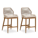 PURPLE LEAF Outdoor Bar Stools Set of 2, Wicker Rattan Bar Stools with Back Aluminum Outside Garden Patio Bar Chairs