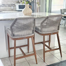 PURPLE LEAF Outdoor Bar Stools Set of 2, Wicker Rattan Bar Stools with Back Aluminum Outside Garden Patio Bar Chairs