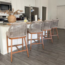 PURPLE LEAF Outdoor Bar Stools Set of 2, Wicker Rattan Bar Stools with Back Aluminum Outside Garden Patio Bar Chairs