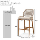 PURPLE LEAF Outdoor Bar Stools Set of 2, Wicker Rattan Bar Stools with Back Aluminum Outside Garden Patio Bar Chairs