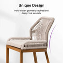 PURPLE LEAF Outdoor Bar Stools Set of 2, Wicker Rattan Bar Stools with Back Aluminum Outside Garden Patio Bar Chairs