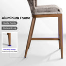 PURPLE LEAF Outdoor Bar Stools Set of 2, Wicker Rattan Bar Stools with Back Aluminum Outside Garden Patio Bar Chairs