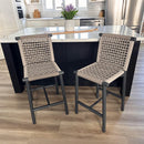 PURPLE LEAF Bar Stools Set of 2 with Back Aluminum Patio Counter Height Stools for Pool Lawn Kitchen All Weather Wicker Outdoor Bar Chairs