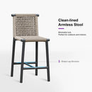 PURPLE LEAF Bar Stools Set of 2 with Back Aluminum Patio Counter Height Stools for Pool Lawn Kitchen All Weather Wicker Outdoor Bar Chairs