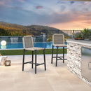PURPLE LEAF Bar Stools Set of 2 with Back Aluminum Patio Counter Height Stools for Pool Lawn Kitchen All Weather Wicker Outdoor Bar Chairs