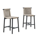 PURPLE LEAF Bar Stools Set of 2 with Back Aluminum Patio Counter Height Stools for Pool Lawn Kitchen All Weather Wicker Outdoor Bar Chairs