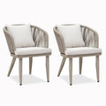 PURPLE LEAF 2 Pieces Patio Dining Chair Set All-Weather Wicker Dining Chair Aluminum Bistro Set with Cushions and Pillows for Garden Deck Kitchen