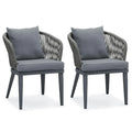 PURPLE LEAF 2 Pieces Patio Dining Chair Set All-Weather Wicker Dining Chair Aluminum Bistro Set with Cushions and Pillows for Garden Deck Kitchen