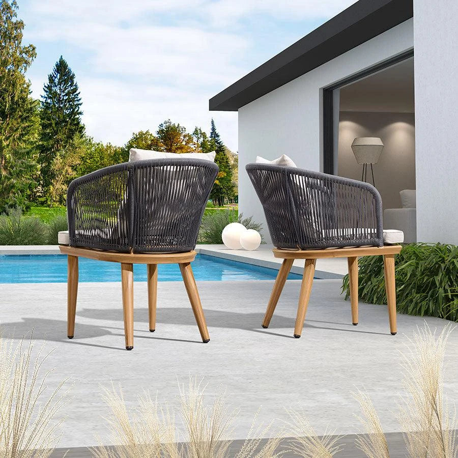 PURPLE LEAF 2 Pieces Patio Dining Chairs All-Weather PE Rattan Patio Furniture With All Aluminum Frame For Lawn Garden Champagne Ppl01 Rpldc02 Cp