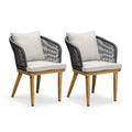 PURPLE LEAF 2 Pieces Patio Dining Chair Set All-Weather Wicker Dining Chair Aluminum Bistro Set with Cushions and Pillows for Garden Deck Kitchen