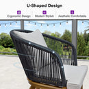 PURPLE LEAF 2 Pieces Patio Dining Chair Set All-Weather Wicker Dining Chair Aluminum Bistro Set with Cushions and Pillows for Garden Deck Kitchen