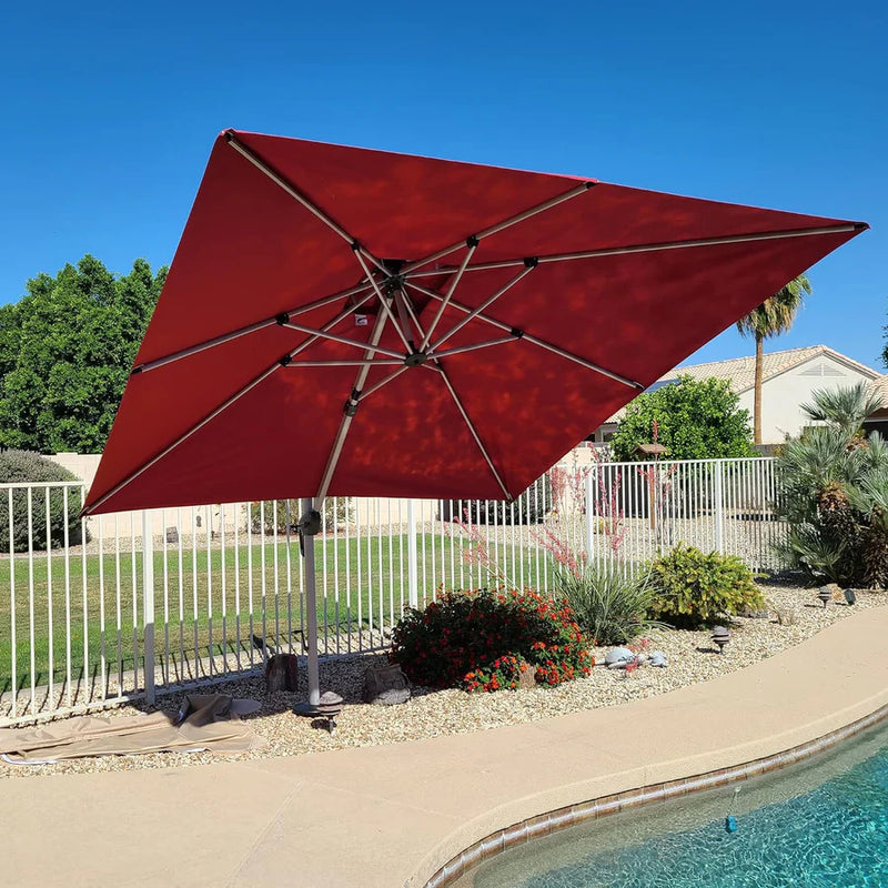 [ Umbrella with Base Set ]PURPLE LEAF Double Top 360 Degree  Rotation Square Patio Classic Umbrella with Base