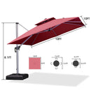 [ Umbrella with Base Set ]PURPLE LEAF Double Top 360 Degree  Rotation Square Patio Classic Umbrella with Base