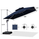 [ Umbrella with Base Set ]PURPLE LEAF Double Top 360 Degree  Rotation Square Patio Classic Umbrella with Base