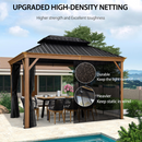 PURPLE LEAF Outdoor Hardtop Gazebo for Patio Galvanized Steel Double Roof Permanent Canopy Aluminum Frame Pavilion Gazebo and Netting, Teak - Purpleleaf Canada