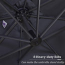 PURPLE LEAF Patio Umbrella Outdoor Cantilever Round Umbrella Aluminum Offset Umbrella with 360-degree Rotation - Purpleleaf Canada