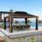 PURPLE LEAF Outdoor Hardtop Gazebo for Patio Galvanized Steel Double Roof Permanent Canopy Aluminum Frame Pavilion Gazebo and Netting, Teak - Purpleleaf Canada