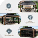 PURPLE LEAF Outdoor Hardtop Gazebo for Patio Galvanized Steel Double Roof Permanent Canopy Aluminum Frame Pavilion Gazebo and Netting, Teak - Purpleleaf Canada