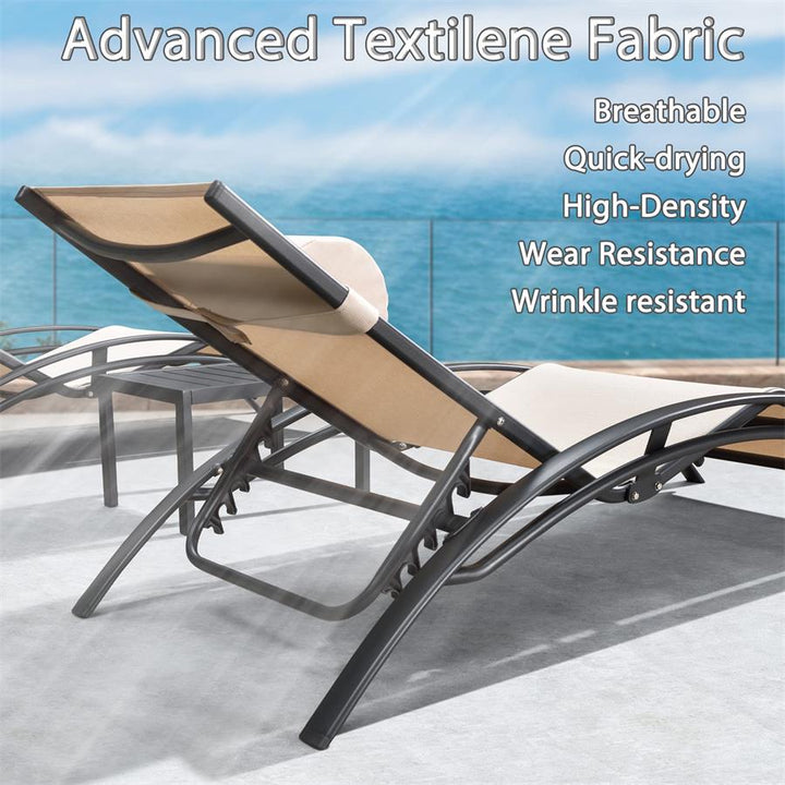PURPLE LEAF Patio Chaise Lounge Set Outdoor Lounge Chair Beach Pool Sunbathing Lawn Lounger Outside Side Table Included - Purpleleaf Canada