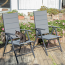 PURPLE LEAF Patio Dining Set Folding Chairs and Table, Foldable Adjustable Reclining Chairs for Porch Deck Balcony Backyard, Black - Purpleleaf Canada