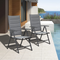 PURPLE LEAF Patio Dining Set Folding Chairs and Table, Foldable Adjustable Reclining Chairs for Porch Deck Balcony Backyard, Black - Purpleleaf Canada