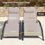 PURPLE LEAF Patio Chaise Lounge Set Outdoor Lounge Chair Beach Pool Sunbathing Lawn Lounger Outside Side Table Included - Purpleleaf Canada
