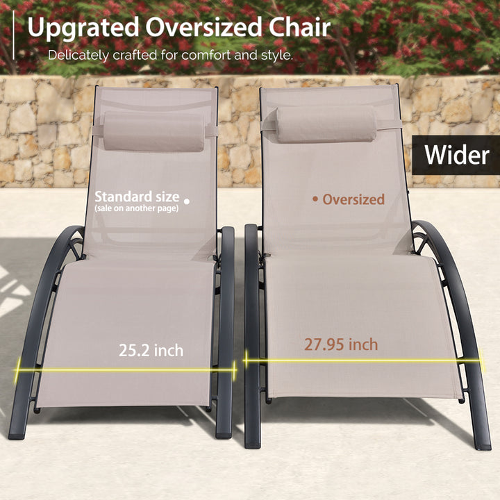 PURPLE LEAF Patio Chaise Lounge Set Outdoor Lounge Chair Beach Pool Sunbathing Lawn Lounger Outside Side Table Included - Purpleleaf Canada