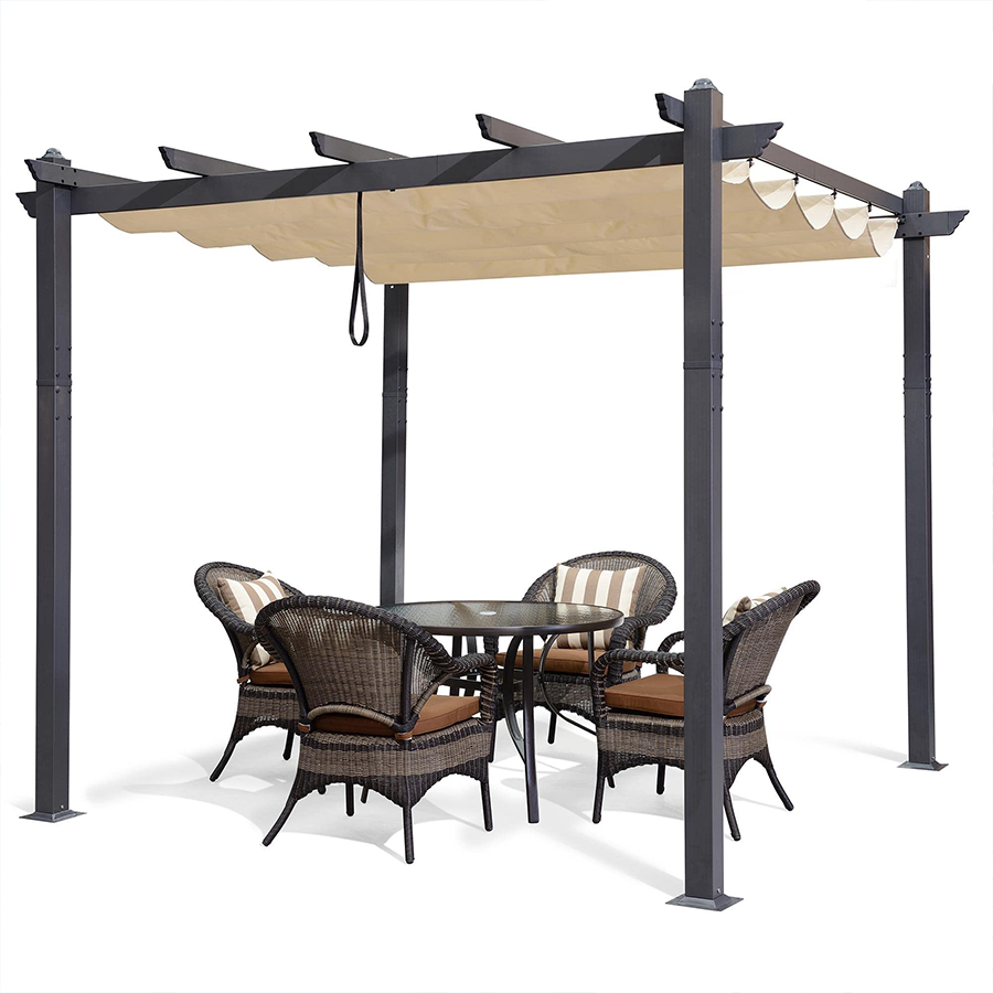 PURPLE LEAF Outdoor Retractable Pergola Patio Shelter for Garden Porch ...