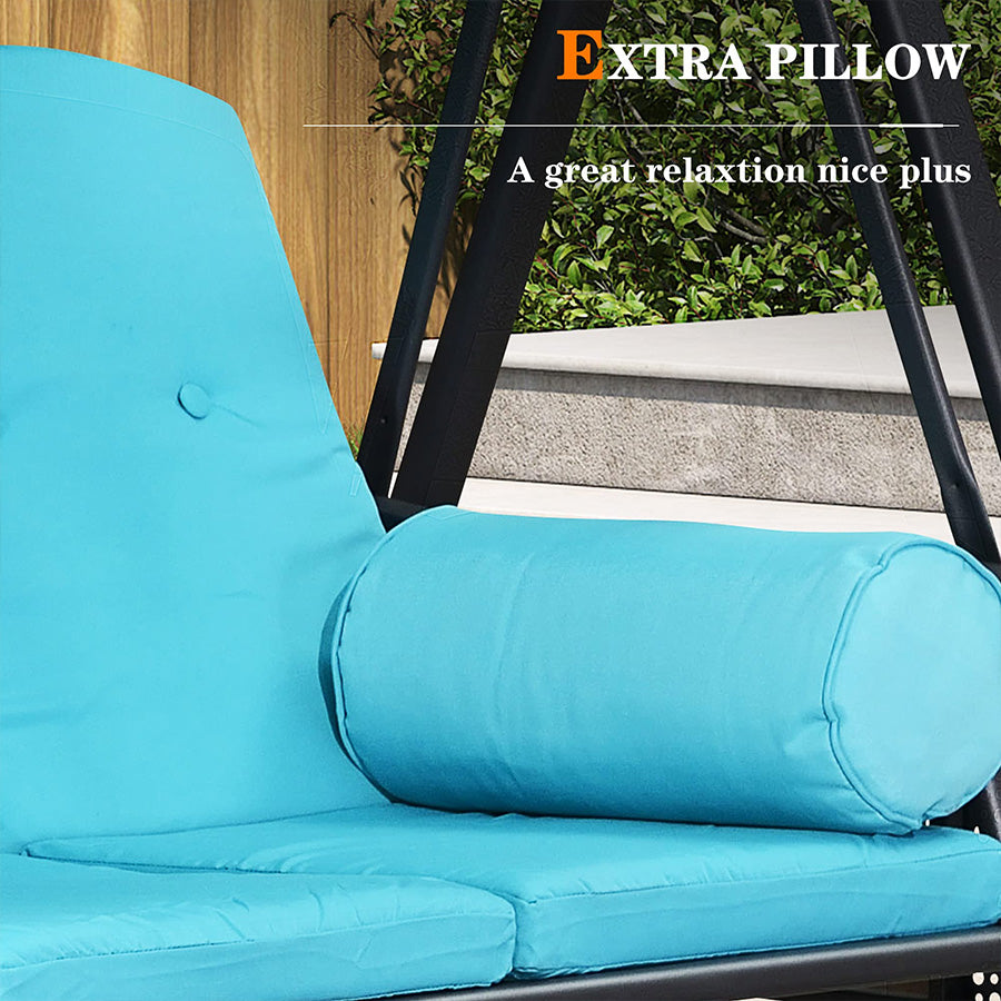 PURPLE LEAF Outdoor Patio Porch Swing with Stand, 2-3 seat Swing Chair ...