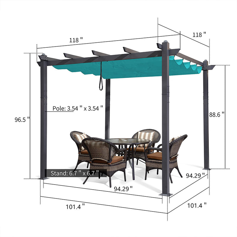 PURPLE LEAF Outdoor Retractable Pergola Patio Shelter for Garden Porch Beach Pavilion Grill Gazebo - Purpleleaf Canada