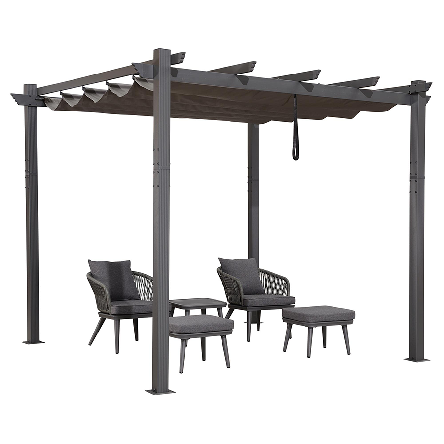 PURPLE LEAF Outdoor Retractable Pergola Patio Shelter for Garden Porch ...