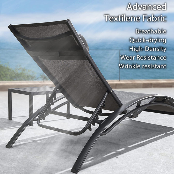 PURPLE LEAF Patio Chaise Lounge Set Outdoor Lounge Chair Beach Pool Sunbathing Lawn Lounger Outside Side Table Included - Purpleleaf Canada
